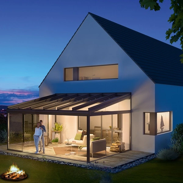 Glazen overkapping Terrazza Veldman Zonwering met glazenwanden