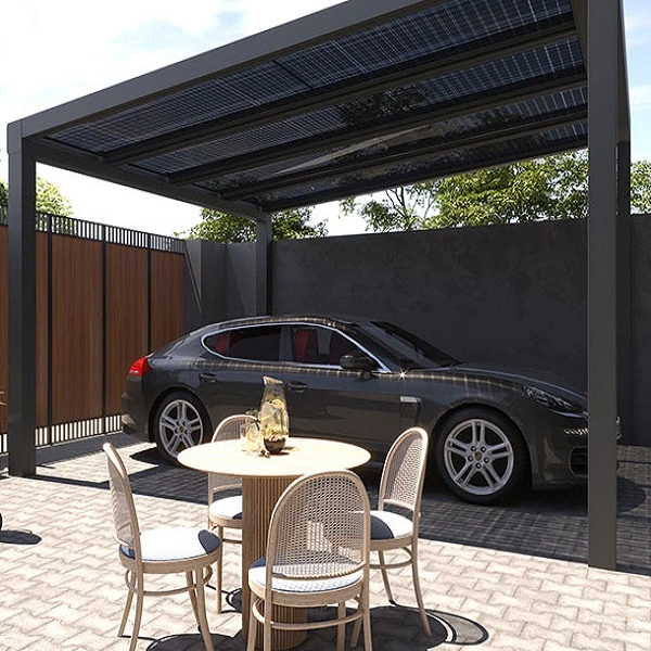 Glazen overkapping solar panelen carport Glazen overkapping solar panelen carport