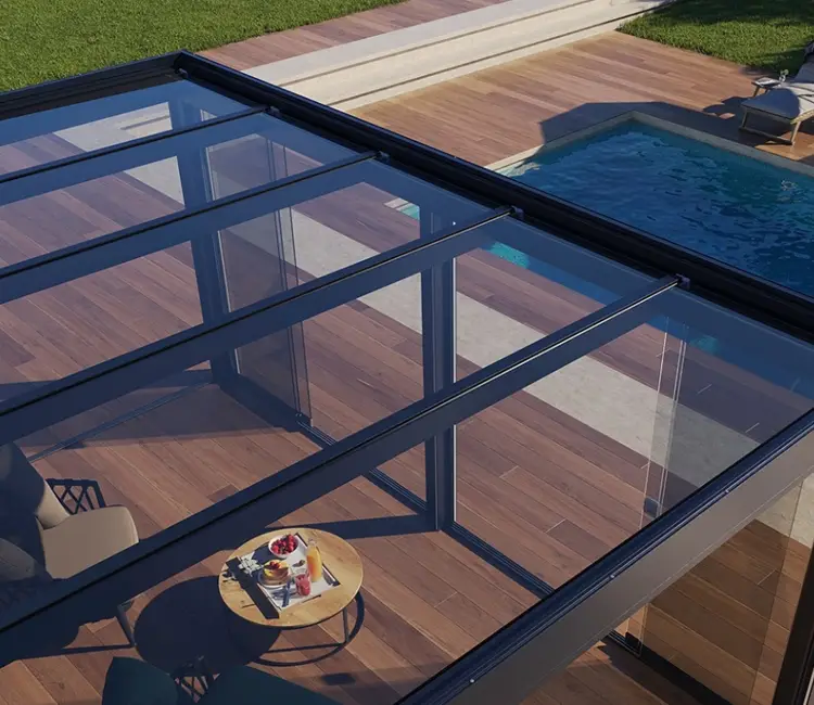 Terrasoverkaping van glas