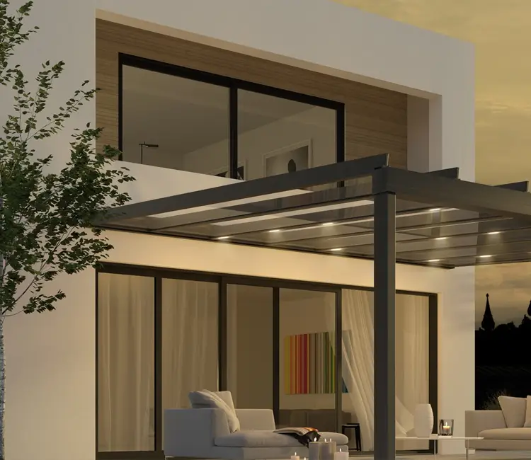 Terrasoverkapping met een rechtdak