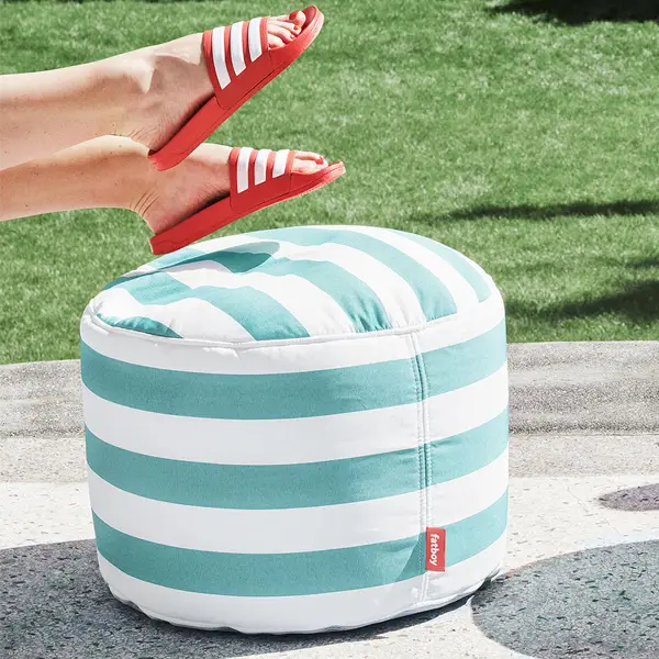 Buitenpoef blauw met wit gestreept Buitenpoef blauw met wit gestreept