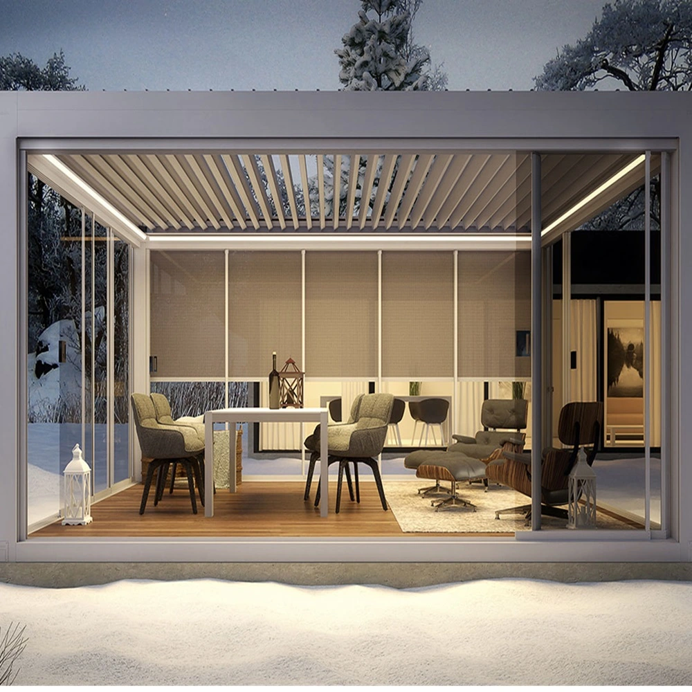 Lamellen overkapping Diesis in winterse tuin