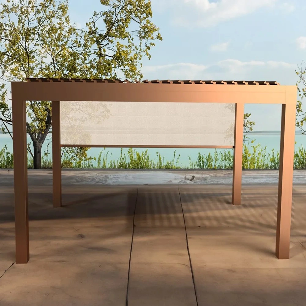 Lamellen overkapping Narciso met beige zijscherm