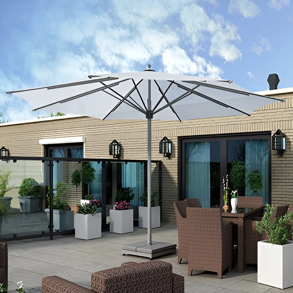 Parasol Lugano wit op een dakterras