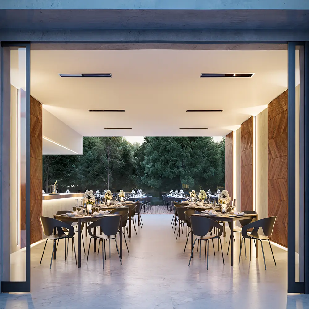 Platinum smart heat electric heaters bij een stijlvol restaurant