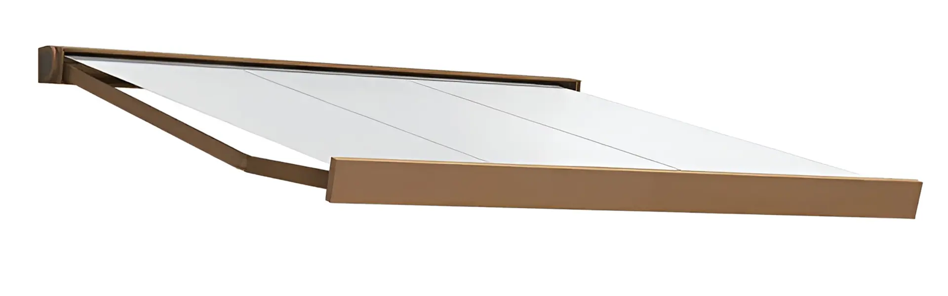 Bruin frame met wit doek voor een zonnescherm