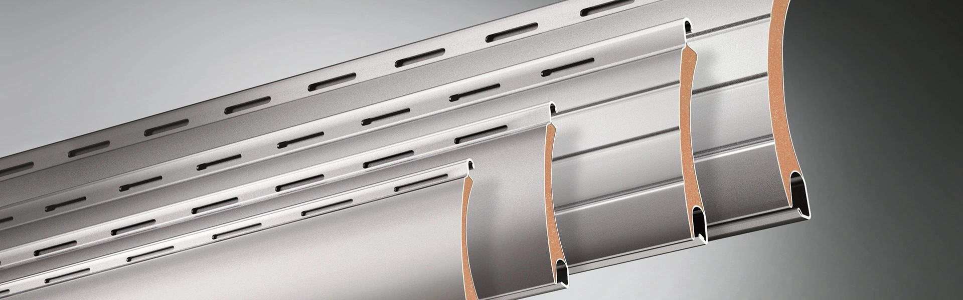 Overzicht van Roma rolluikprofielen in verschillende formaten met isolatielaag