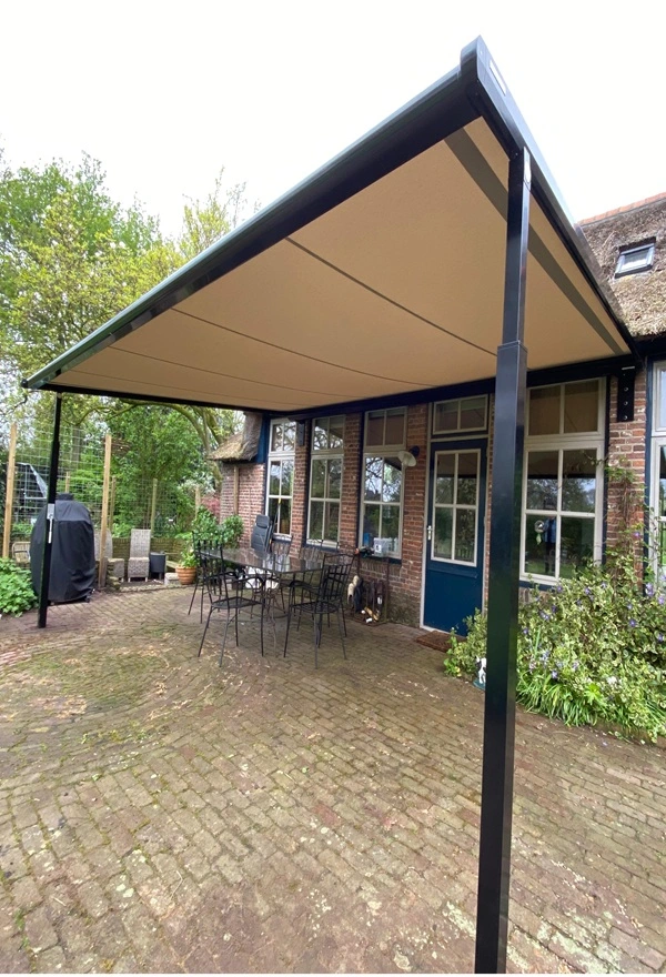 Veldman Zonwering textieloverkapping terras landelijke tuin Veldman Zonwering textieloverkapping terras landelijke tuin