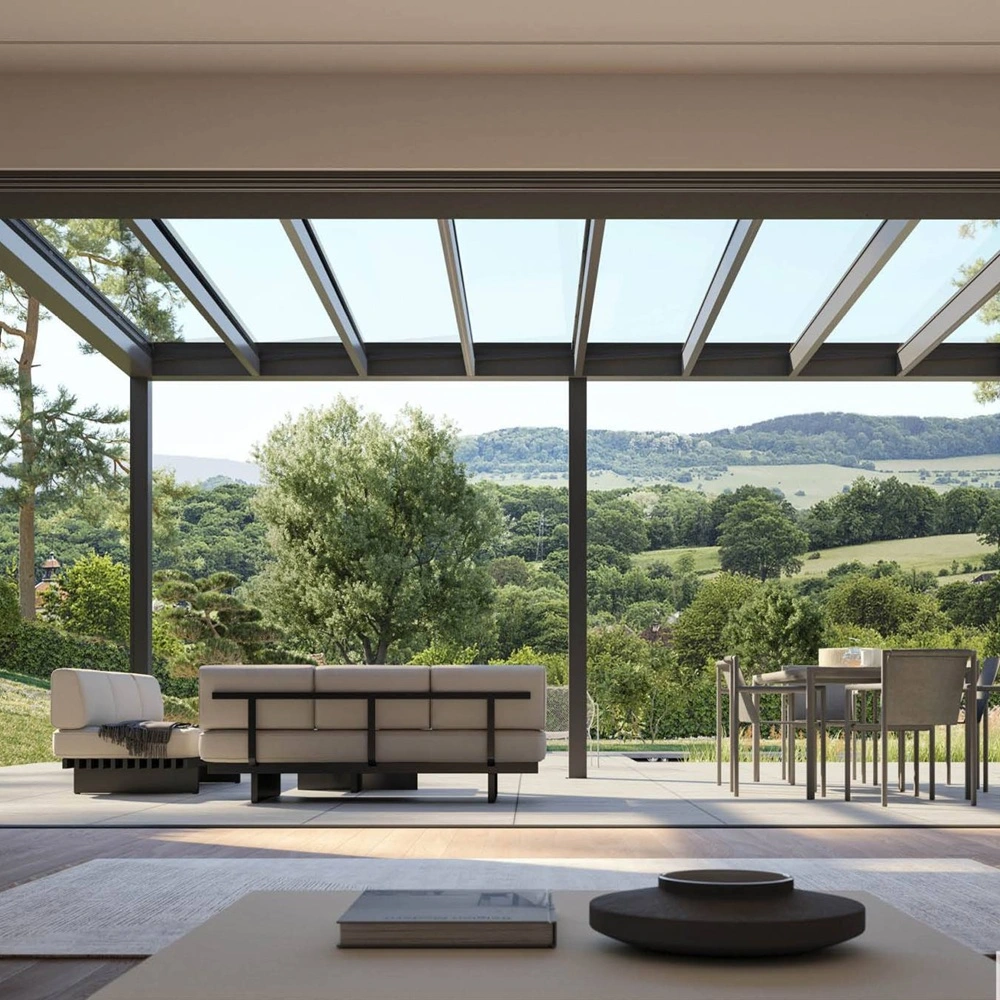 Vetro Vino glazen overkapping met landelijk uitzicht