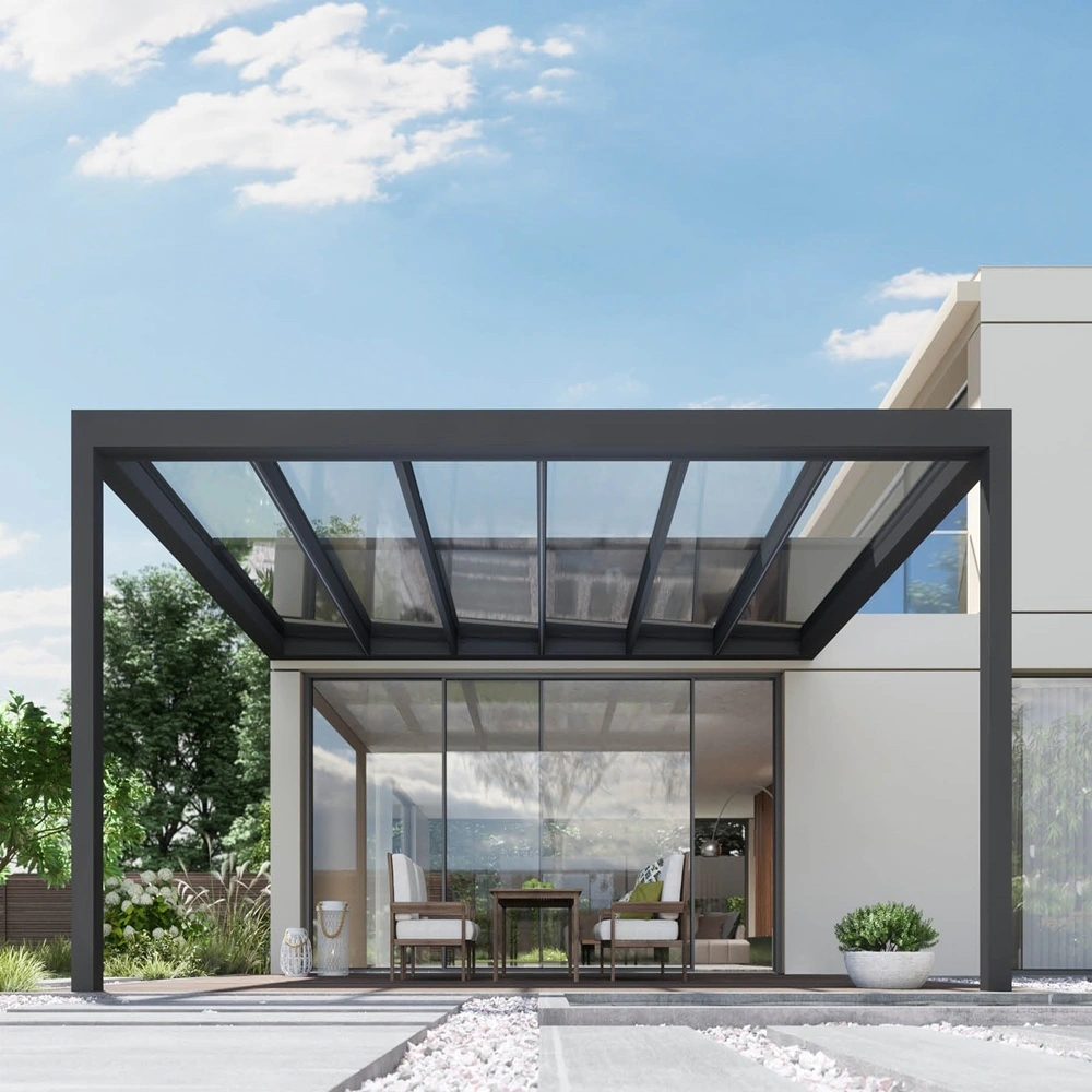 Vetro Vino glazen overkapping met strak design Vetro Vino: Slanke glazen overkapping