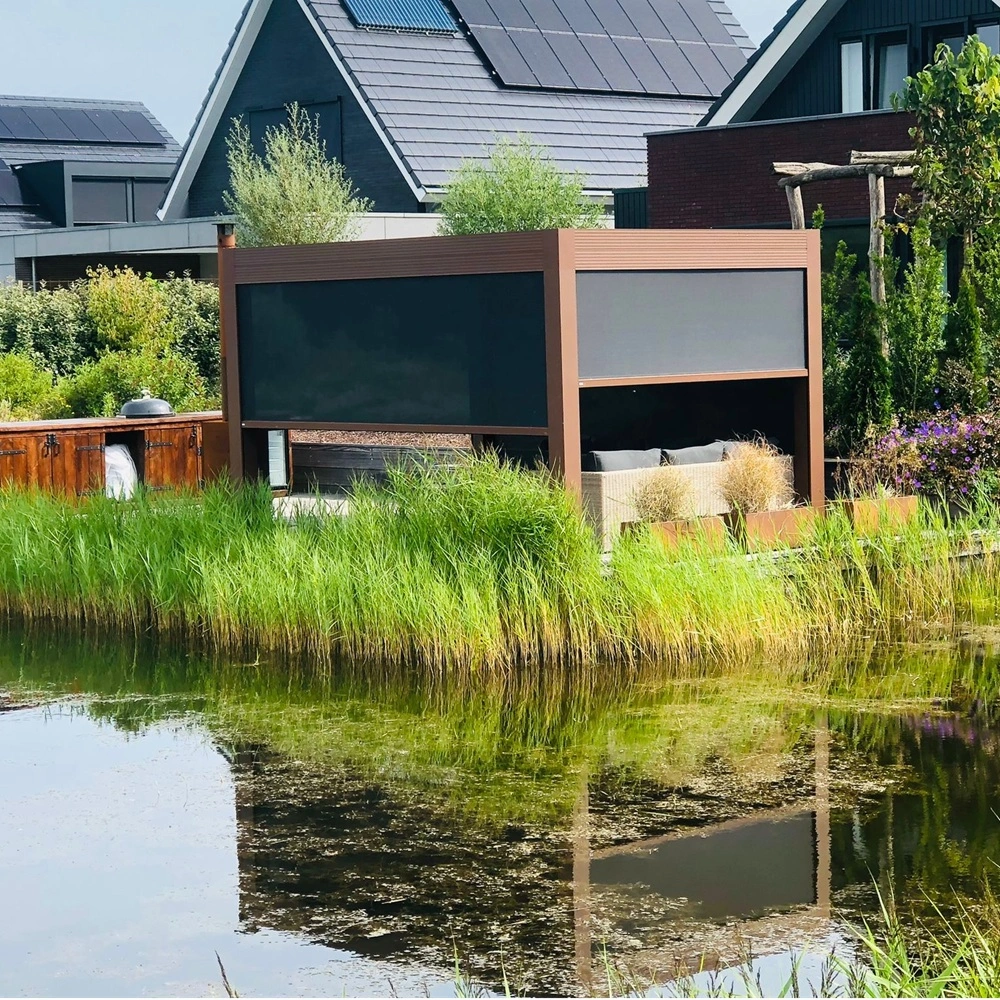 Lamellen overkapping in Boornbergum aan het water geplaatst door Veldman Zonwering Lamellen overkapping in Boornbergum aan het water geplaatst door Veldman Zonwering